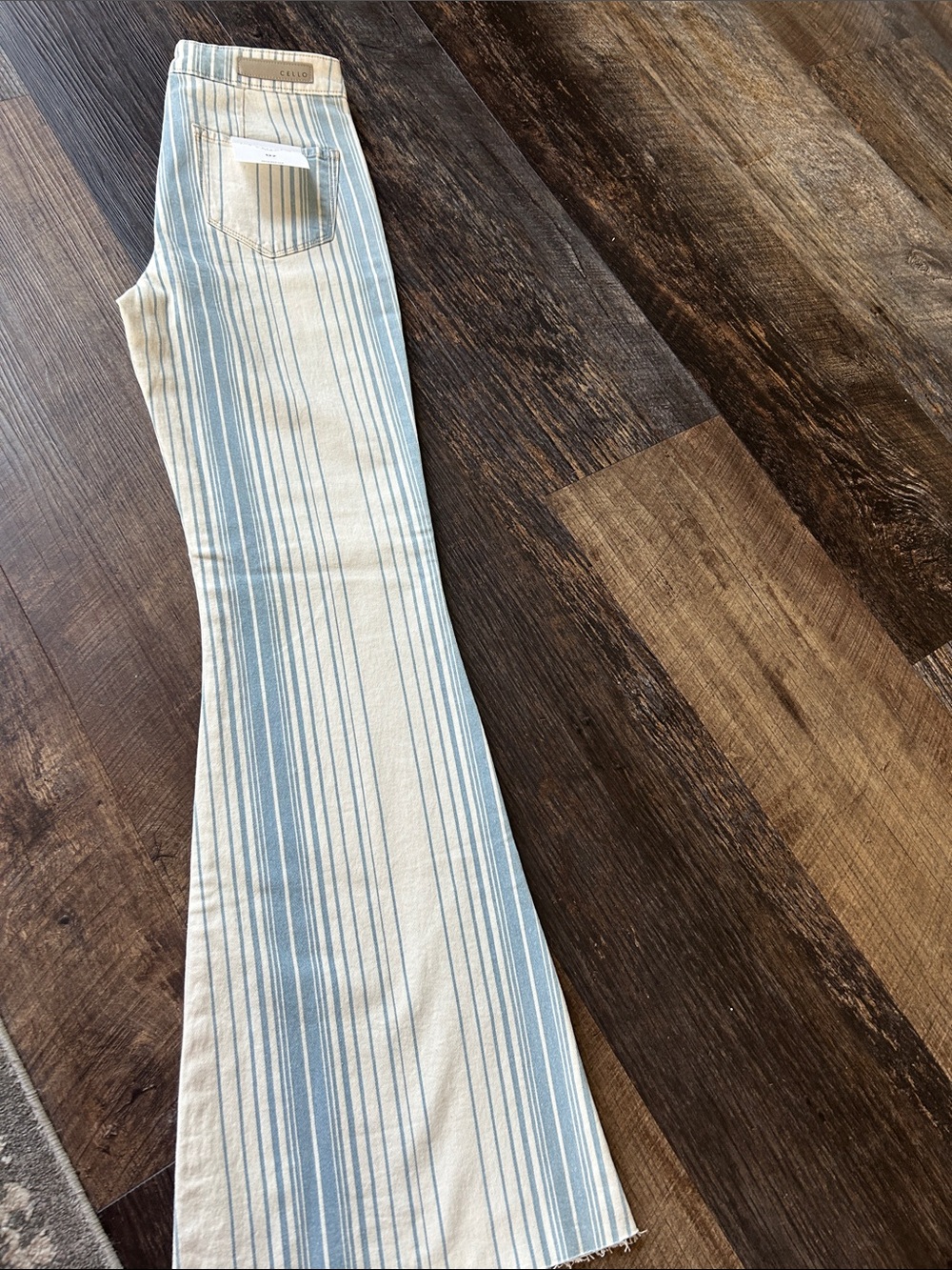 Cello Blue and White Vertical Stripe Flare jeans